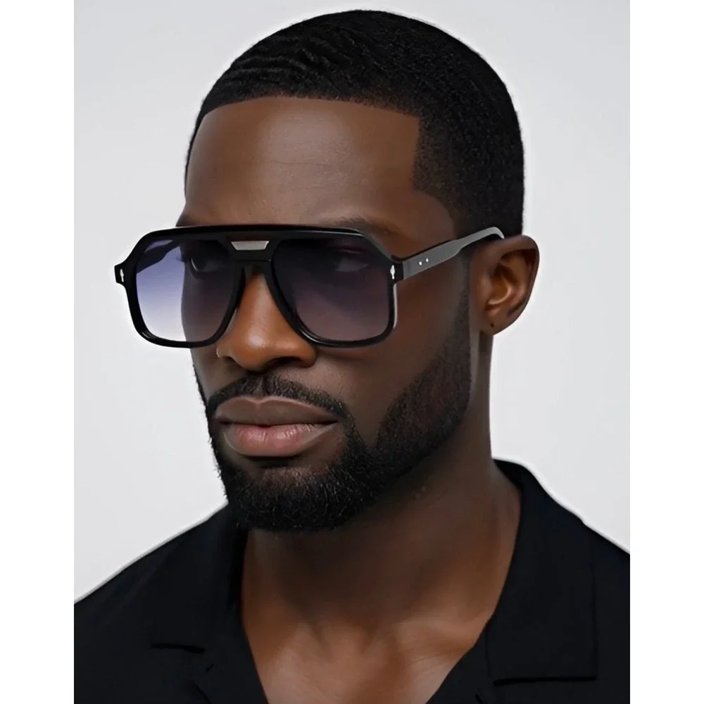 Mens Oversized Square Hip Hop Sunglasses Black Frame Gradient Lens‎ Lentes Gafas